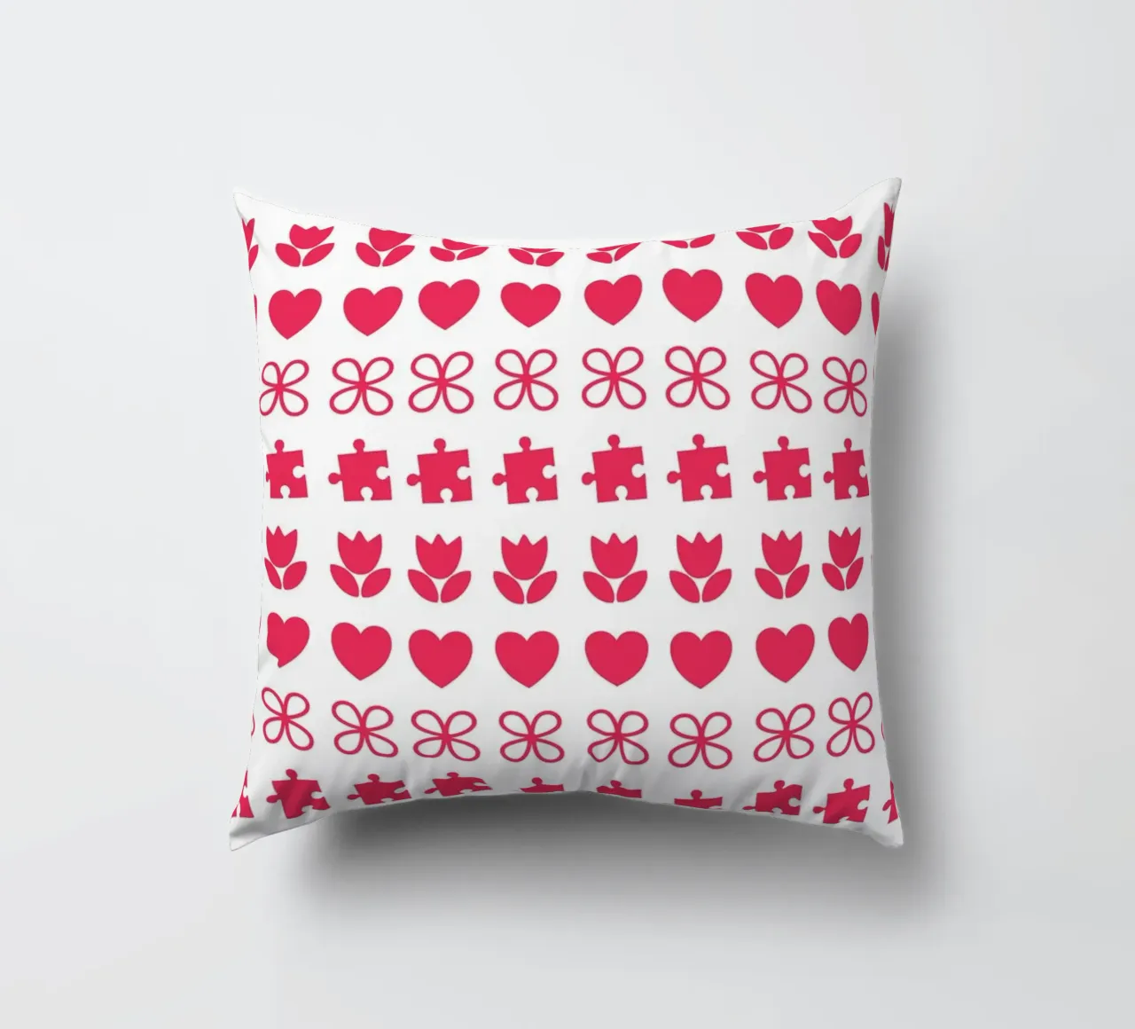 Valentine's Day design. Repeated pattern with love symbols decorative cushion by CreatedbySon
