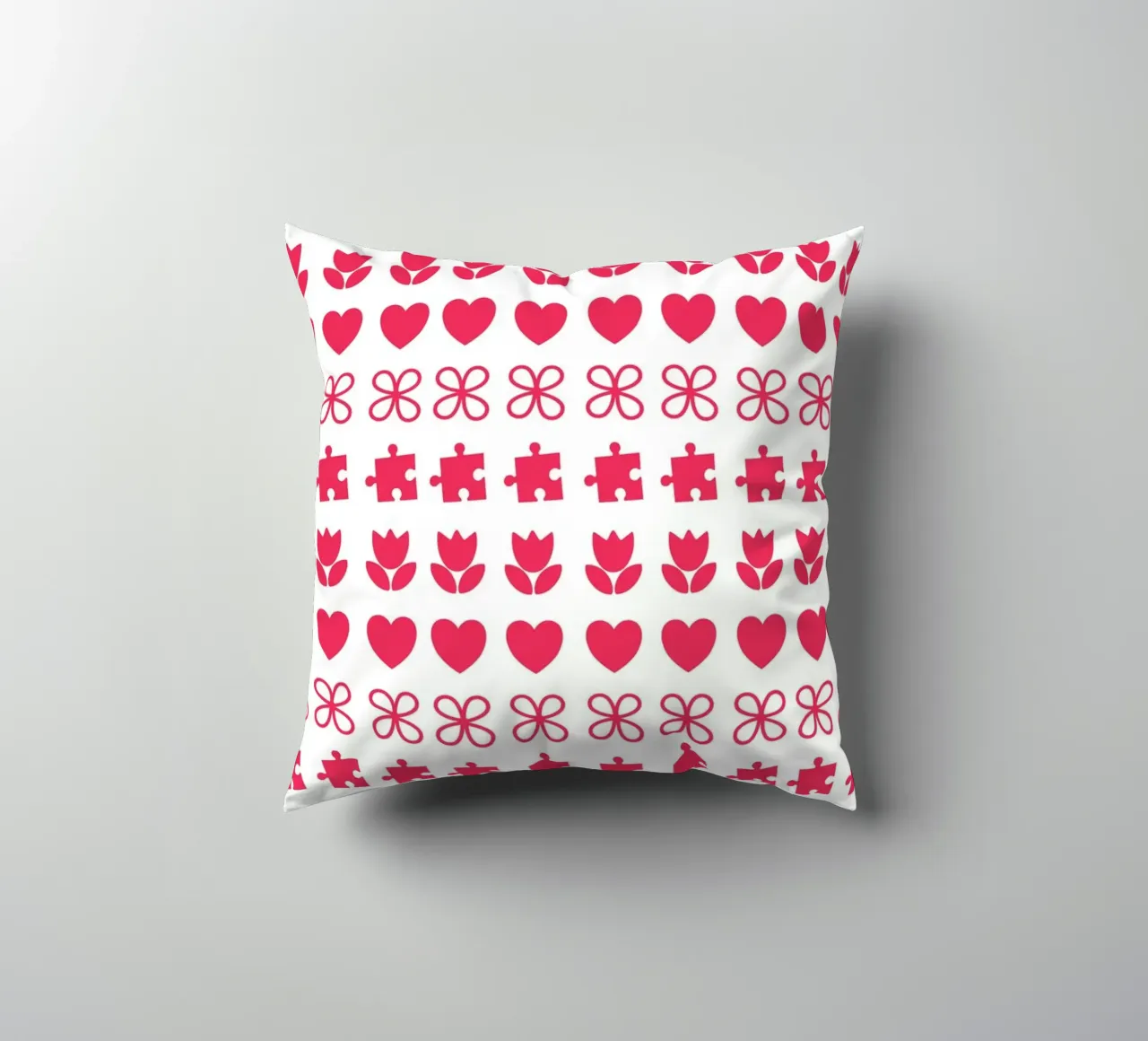 Valentine's Day design. Repeated pattern with love symbols decorative cushion by CreatedbySon