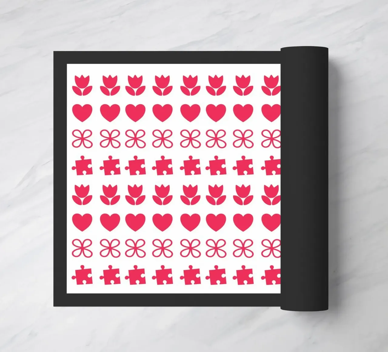 Valentine's Day design. Repeated pattern with love symbols doormat by CreatedbySon