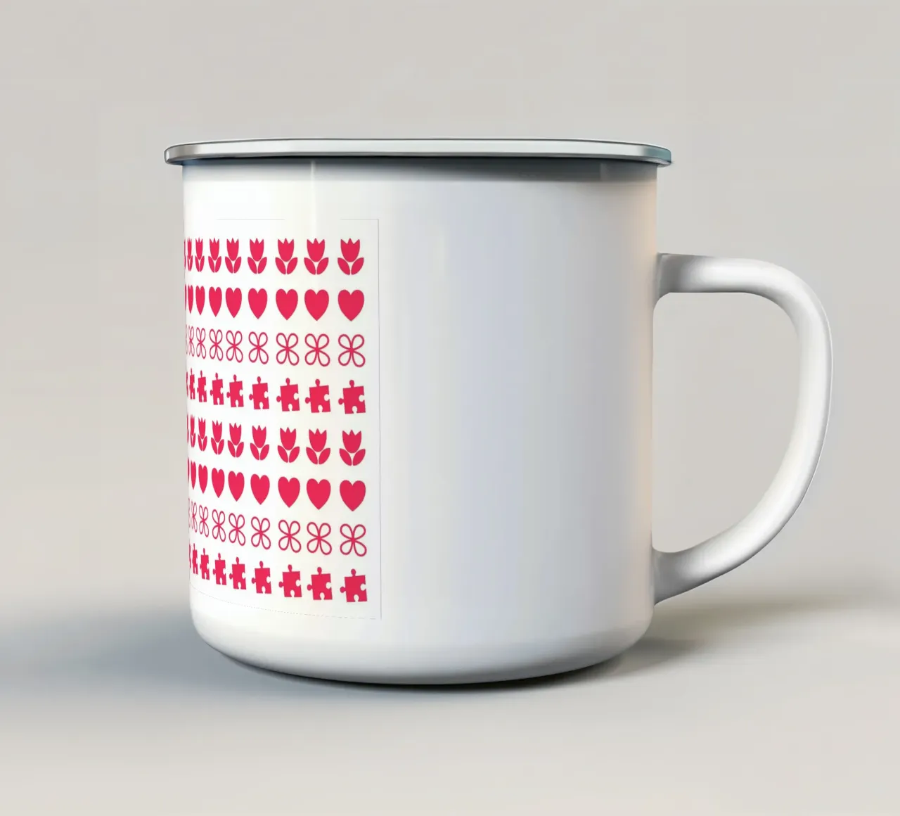 Valentine's Day design. Repeated pattern with love symbols enamel mug by CreatedbySon