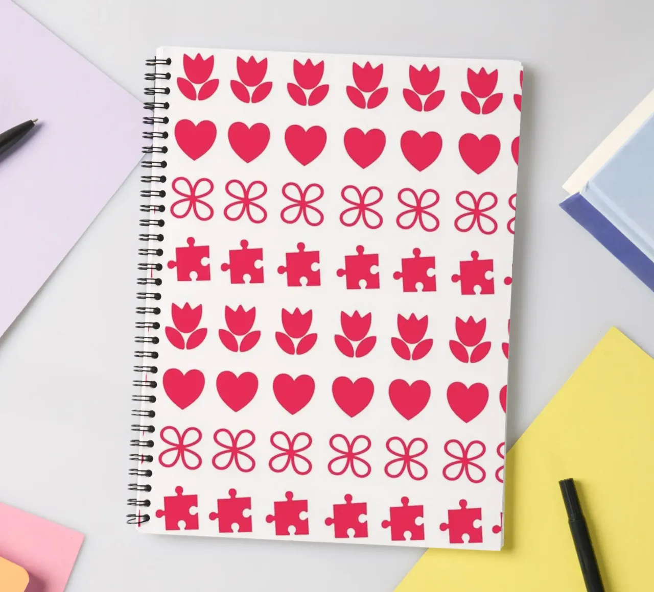 Disegno di San Valentino. Motivo ripetuto con simboli d'amore diario ad anelli da CreatedbySon