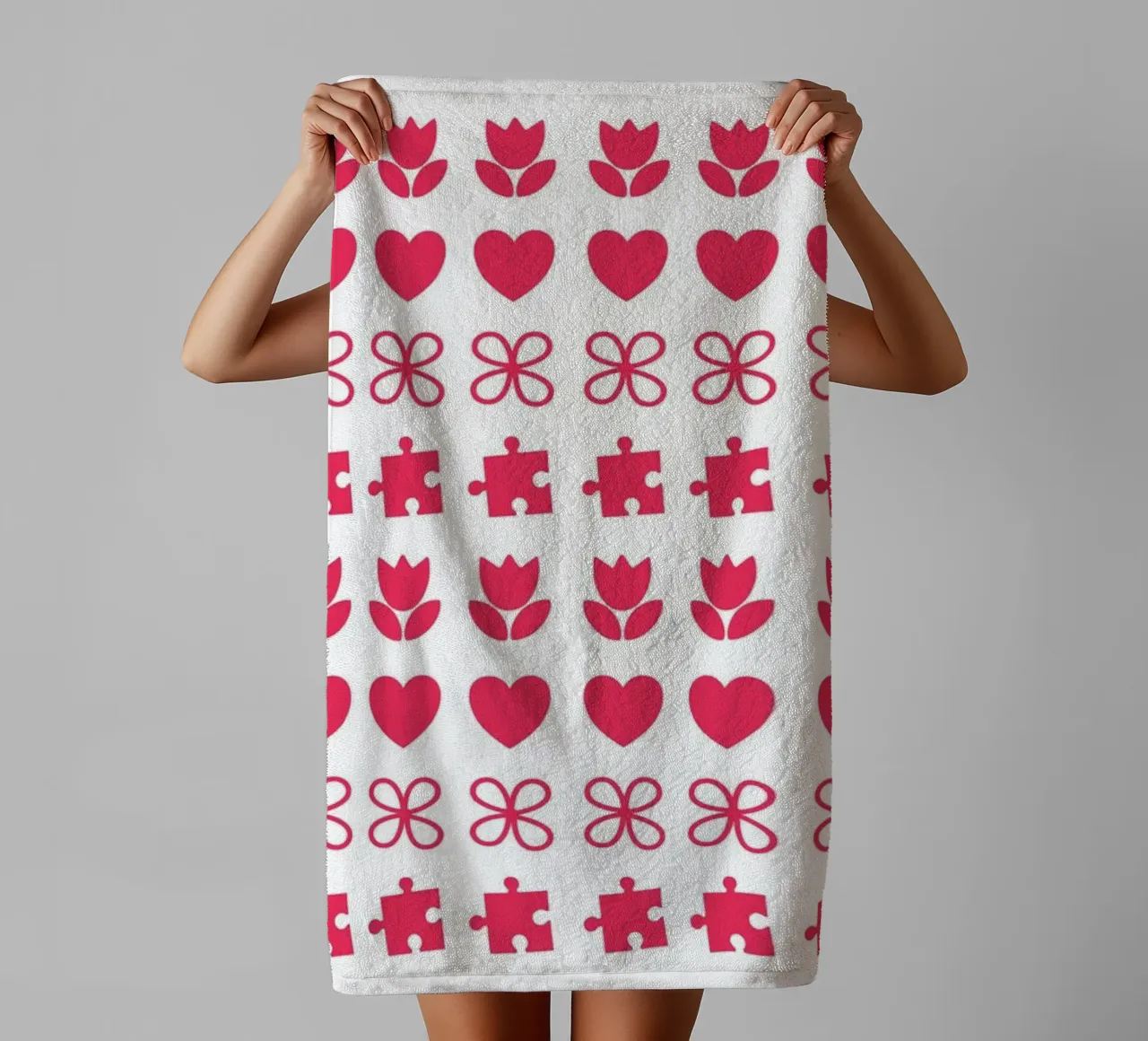 Valentine's Day design. Repeated pattern with love symbols towel by CreatedbySon