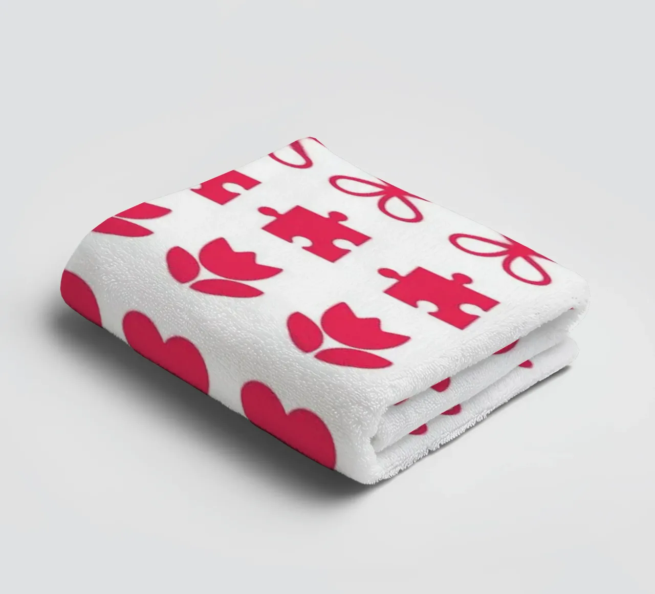 Valentine's Day design. Repeated pattern with love symbols towel by CreatedbySon
