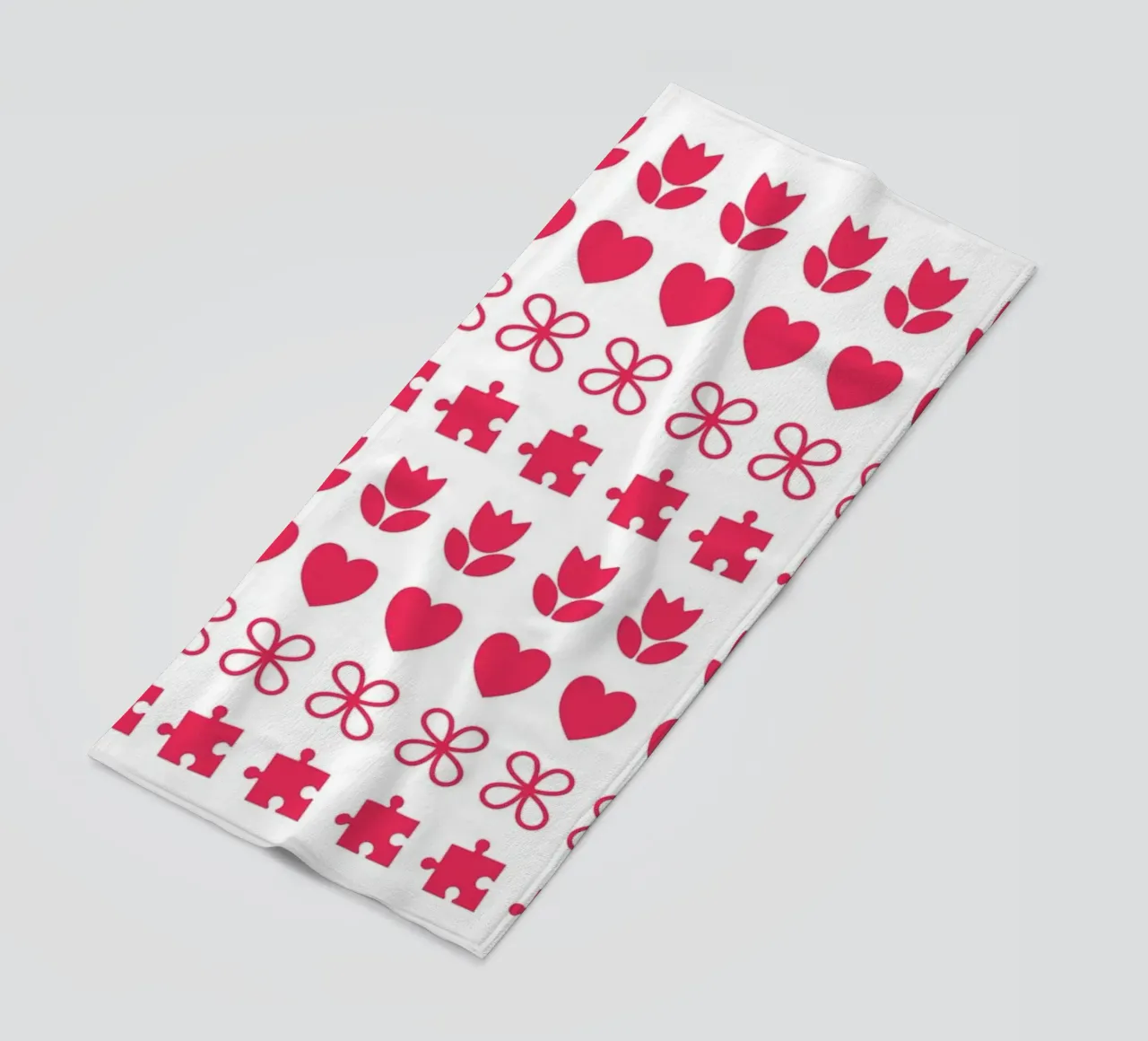 Valentine's Day design. Repeated pattern with love symbols beach towel by CreatedbySon