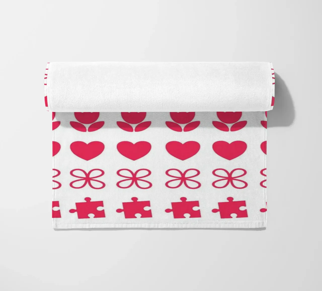 Valentine's Day design. Repeated pattern with love symbols beach towel by CreatedbySon