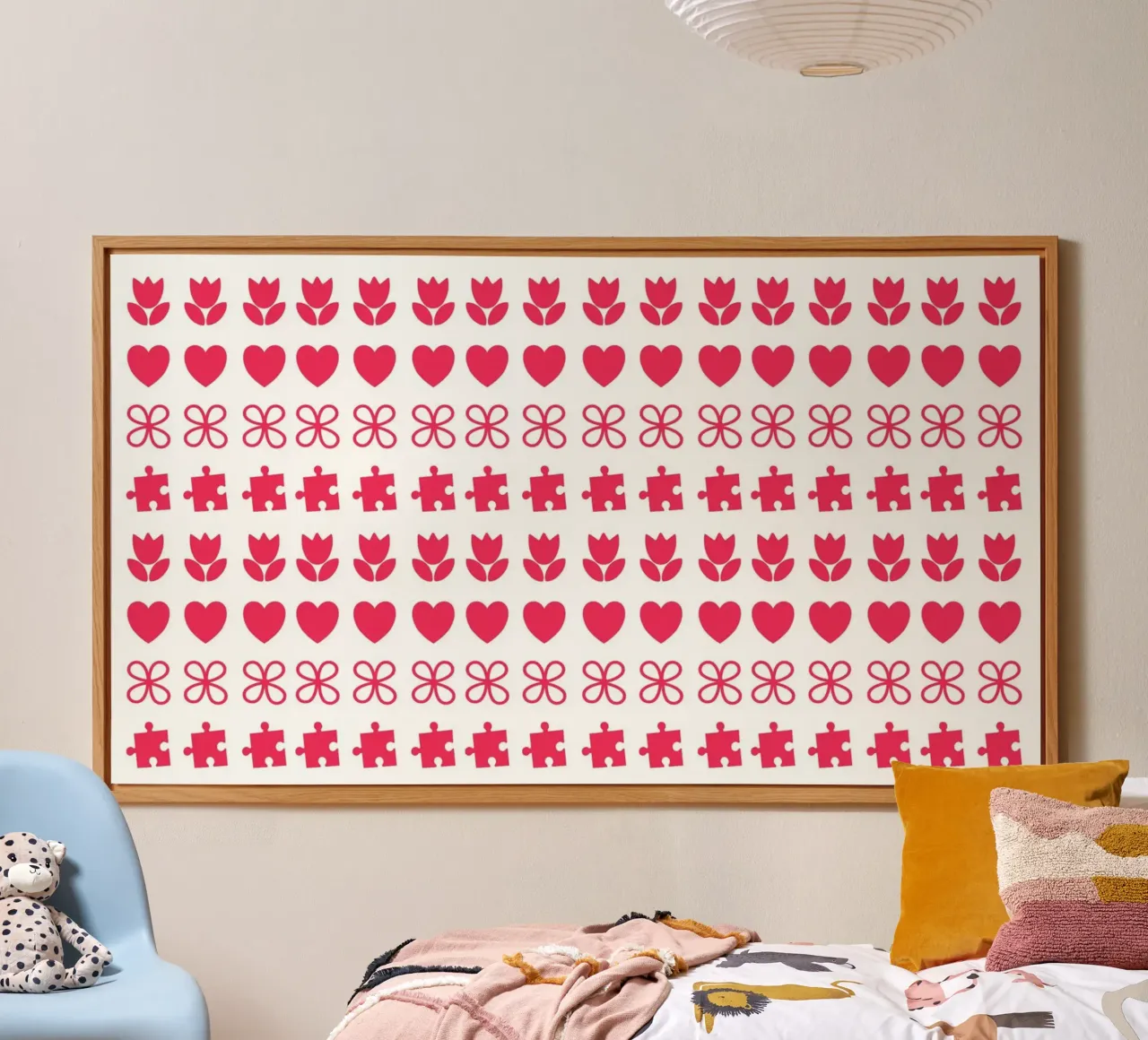 Valentine's Day design. Repeated pattern with love symbols alu-dibond by CreatedbySon