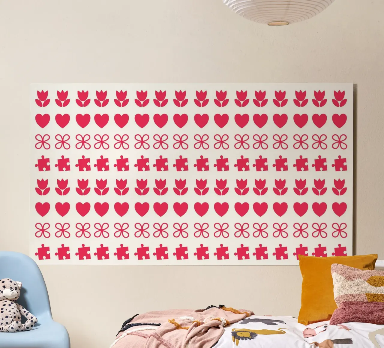 Valentine's Day design. Repeated pattern with love symbols alu-dibond by CreatedbySon