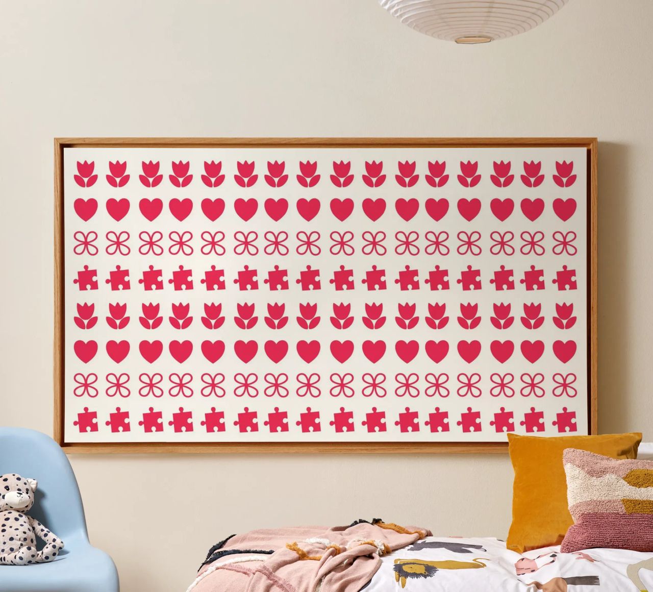 Valentine's Day design. Repeated pattern with love symbols canvas by CreatedbySon