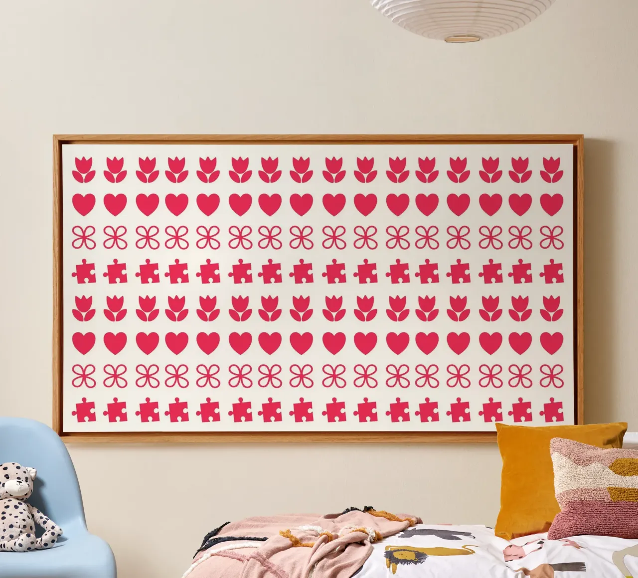 Design zum Valentinstag. Wiederholtes Muster mit Liebessymbolen Leinwand von CreatedbySon