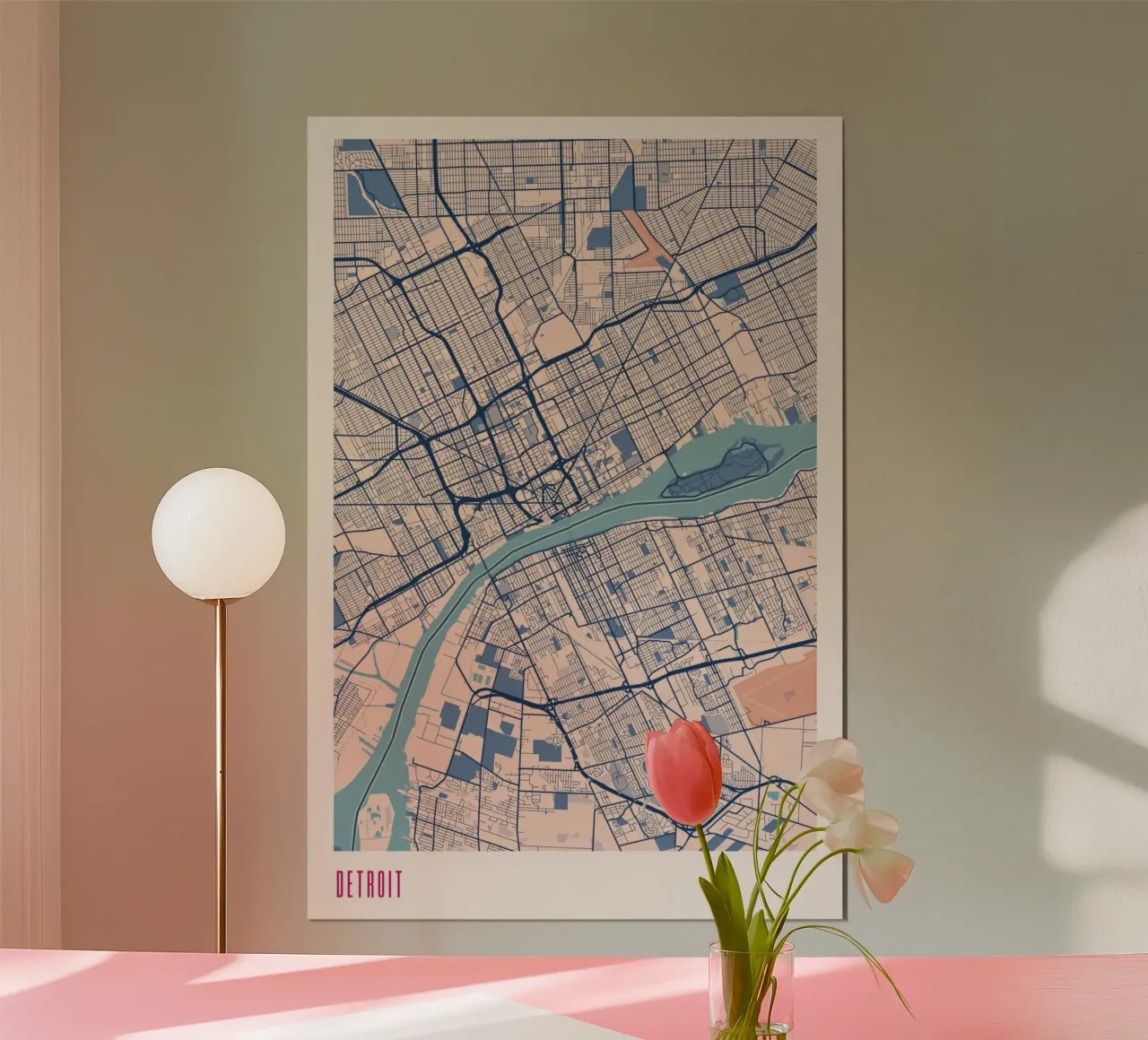 Detroit - Città dei motori poster con telaio in plastica da MOOODZART