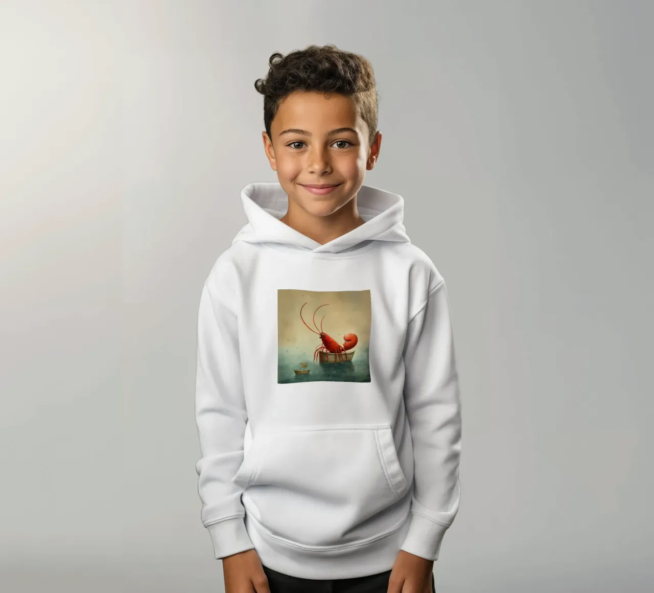 Minimal Lobster 2 kids hoodie by Minimal Animal Art