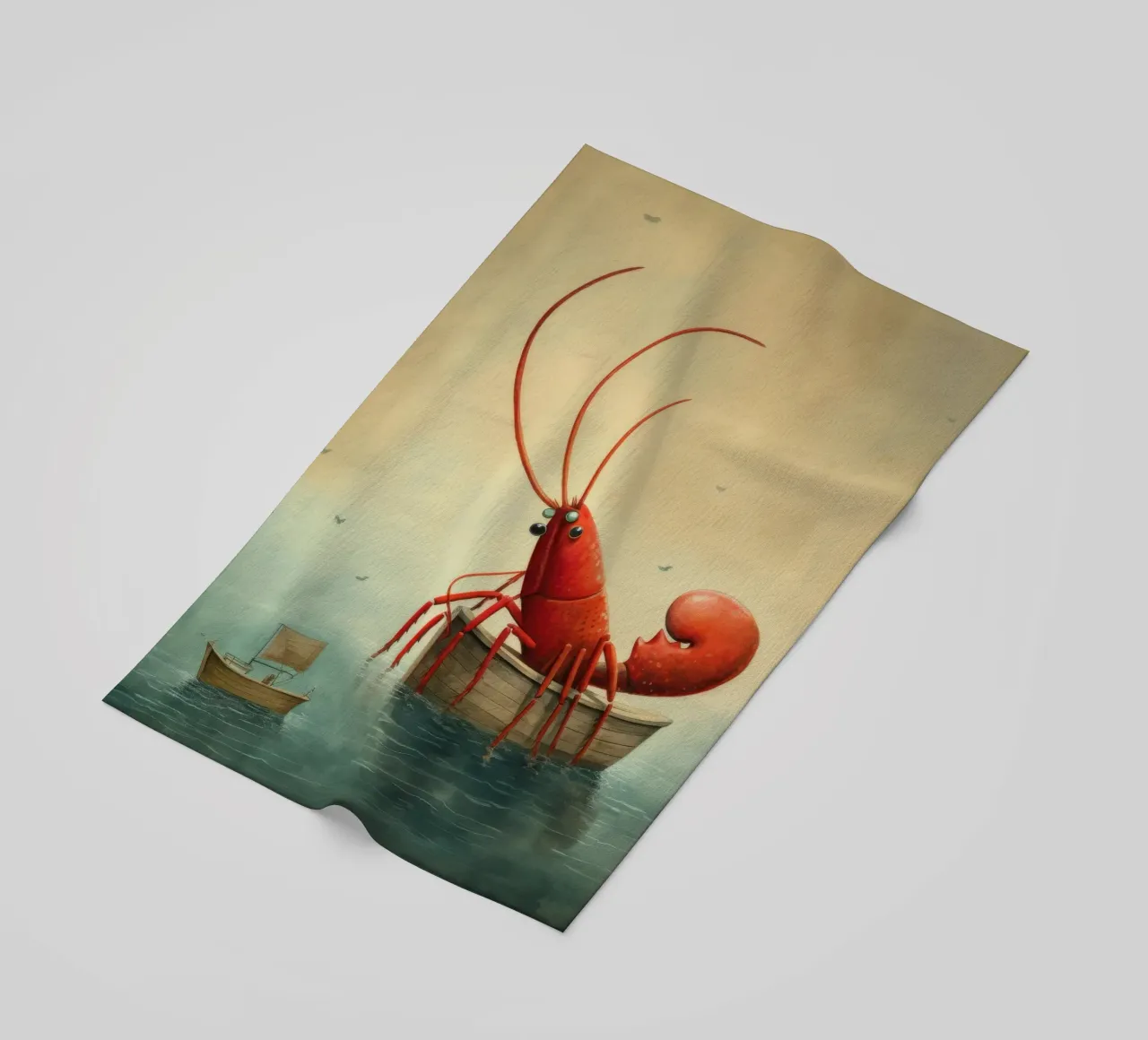 Minimal Lobster 2 beach towel by Minimal Animal Art