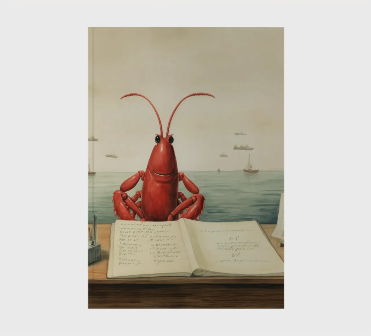 Minimal Lobster 3 notebook by Minimal Animal Art