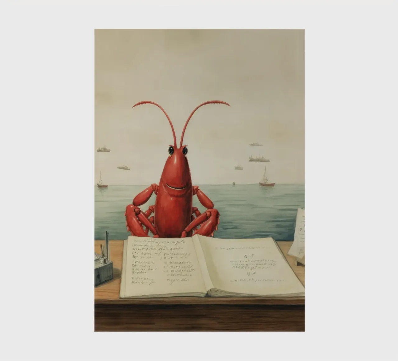 Minimal Lobster 3 notebook by Minimal Animal Art