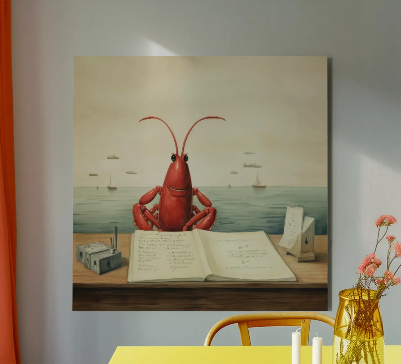 Homard minimal 3 panneau forex de Minimal Animal Art