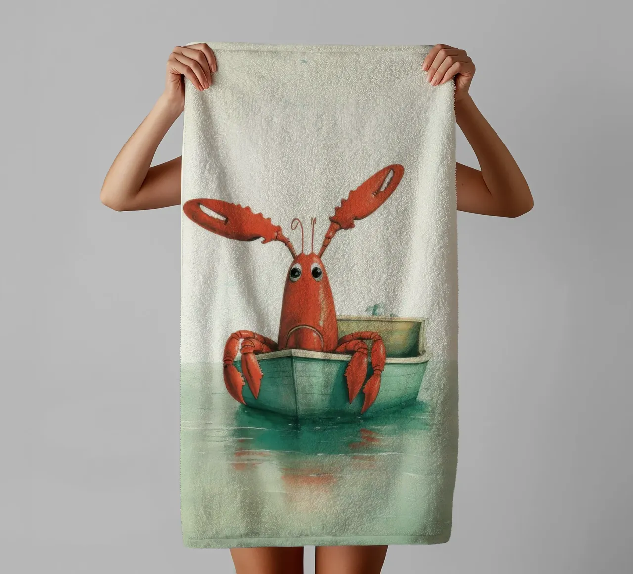 Minimal Lobster 4 towel by Minimal Animal Art