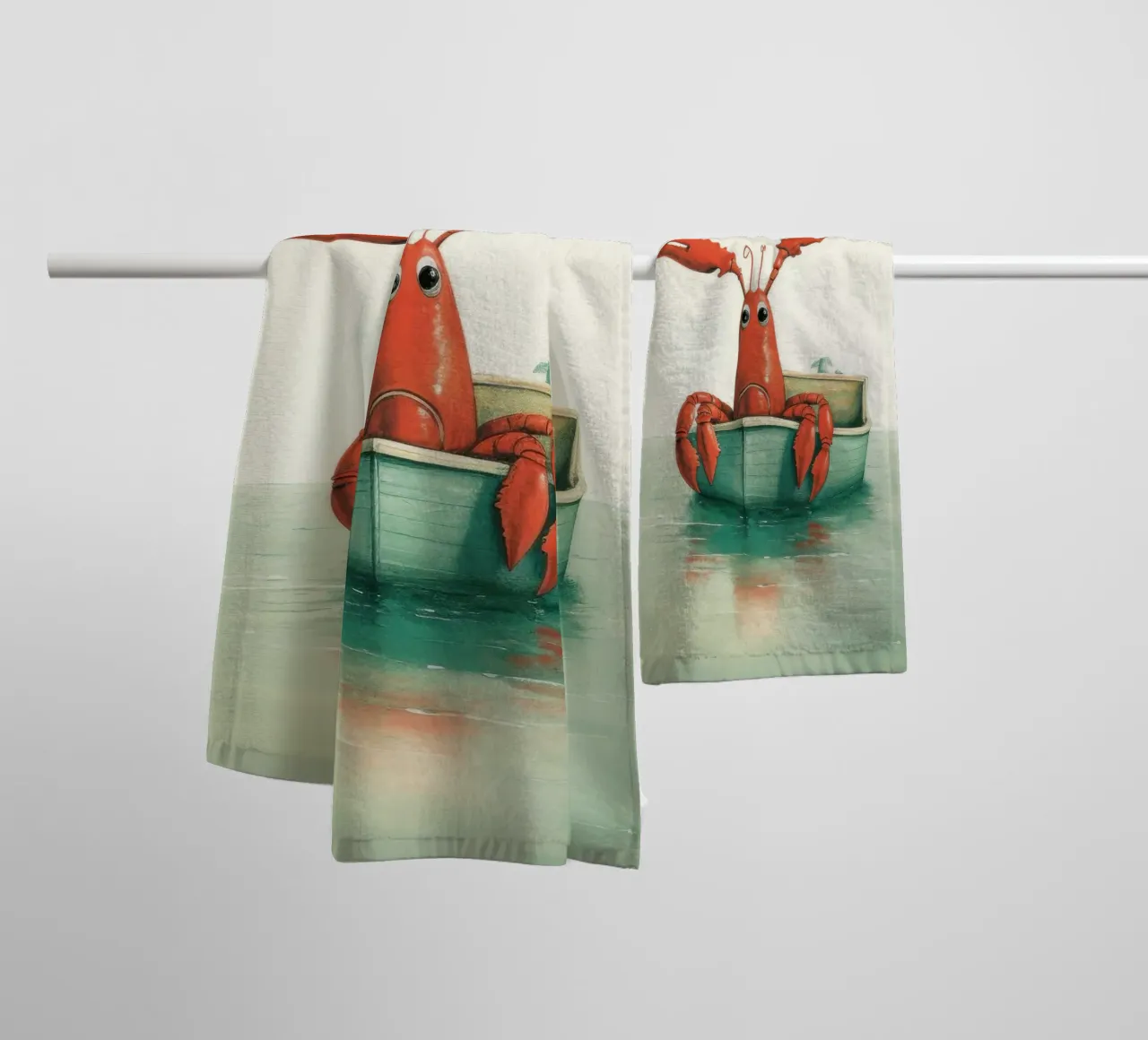 Minimal Lobster 4 towel by Minimal Animal Art