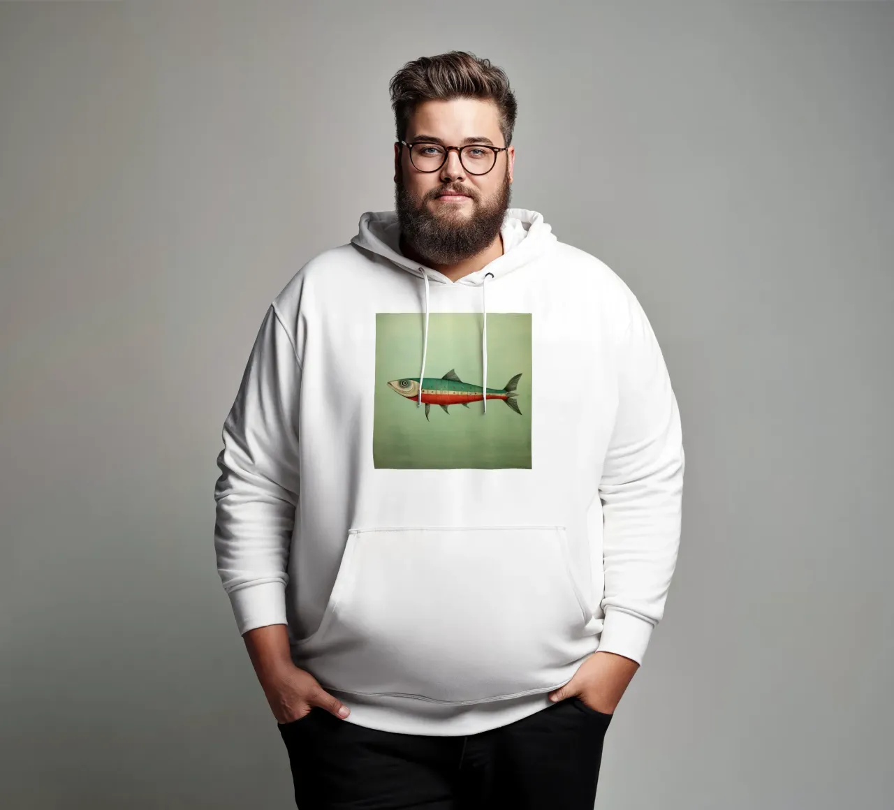 Sgombro minimo 2 felpa con cappuccio da Minimal Animal Art