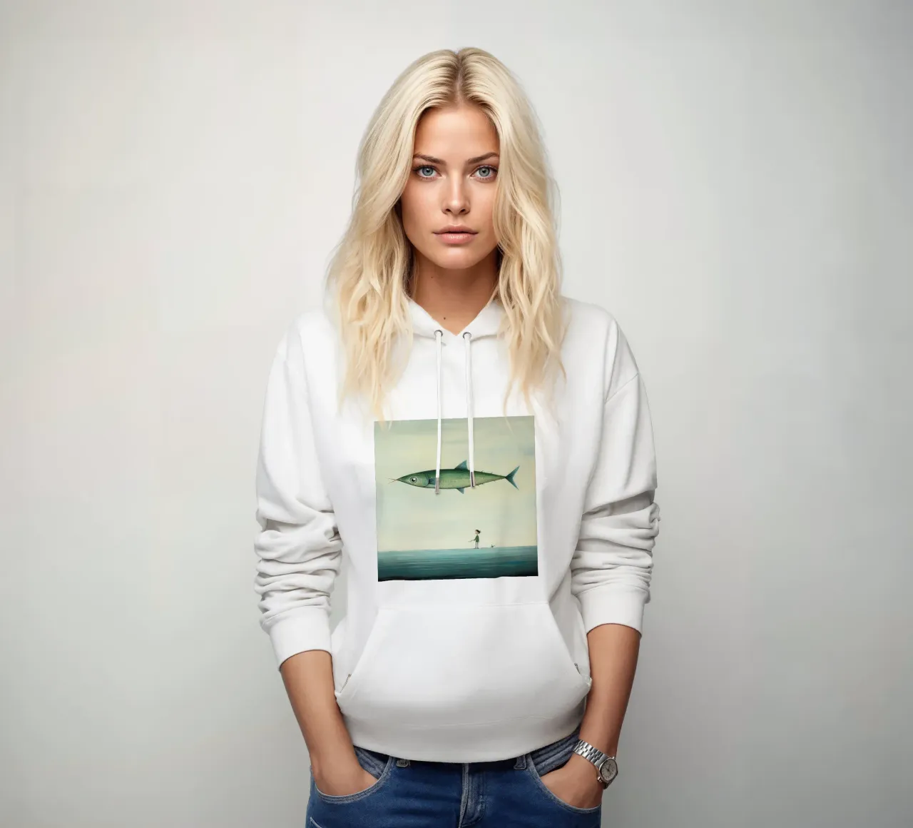 Sgombro minimo 3 felpa con cappuccio da Minimal Animal Art