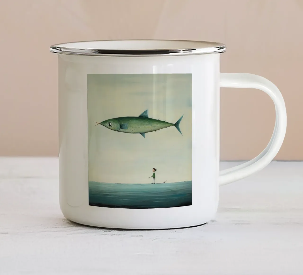 Sgombro minimo 3 tazza in smalto da Minimal Animal Art