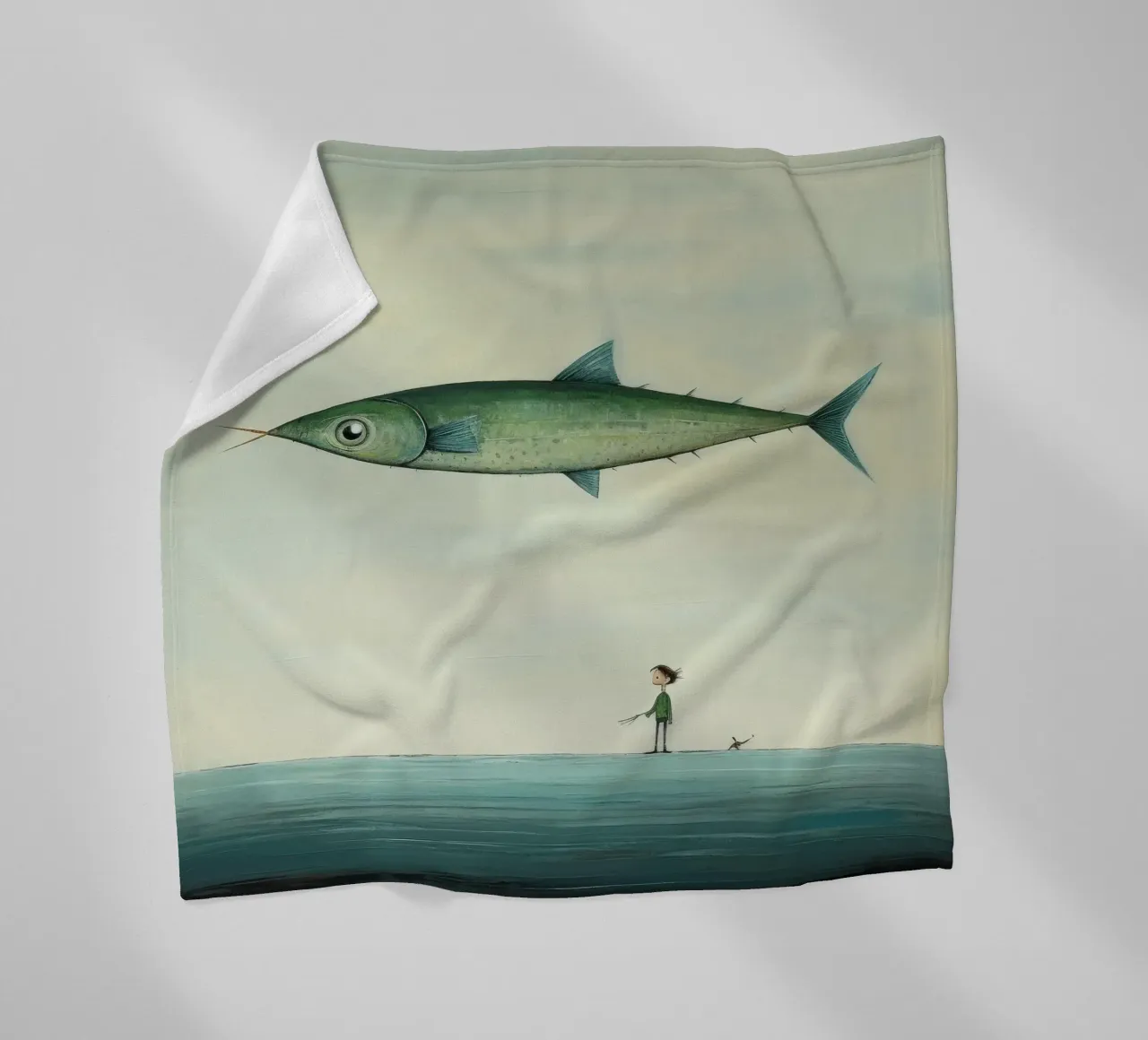 Minimal Makrele Fleecedecke von Minimal Animal Art