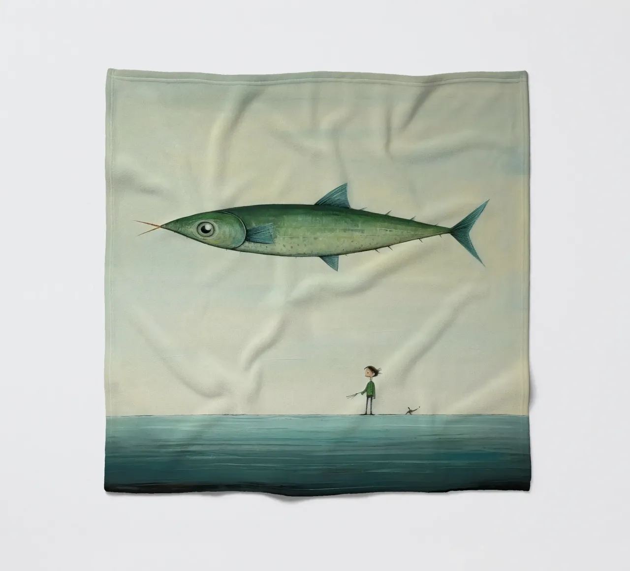 Minimal Makrele Fleecedecke von Minimal Animal Art