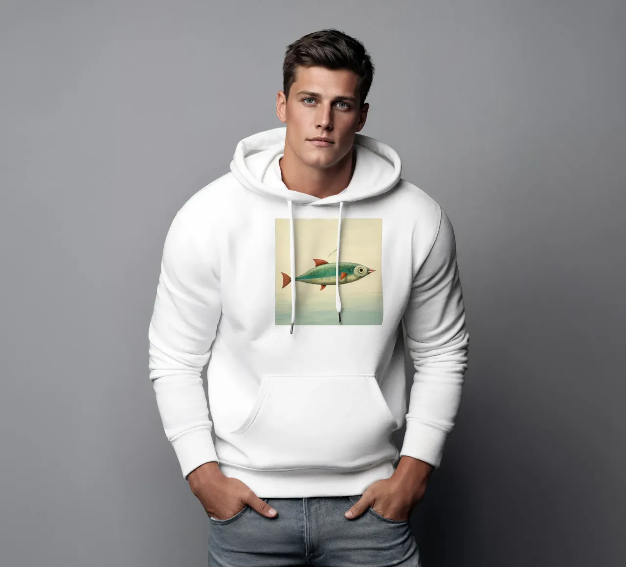 Sgombro minimo 4 felpa con cappuccio da Minimal Animal Art