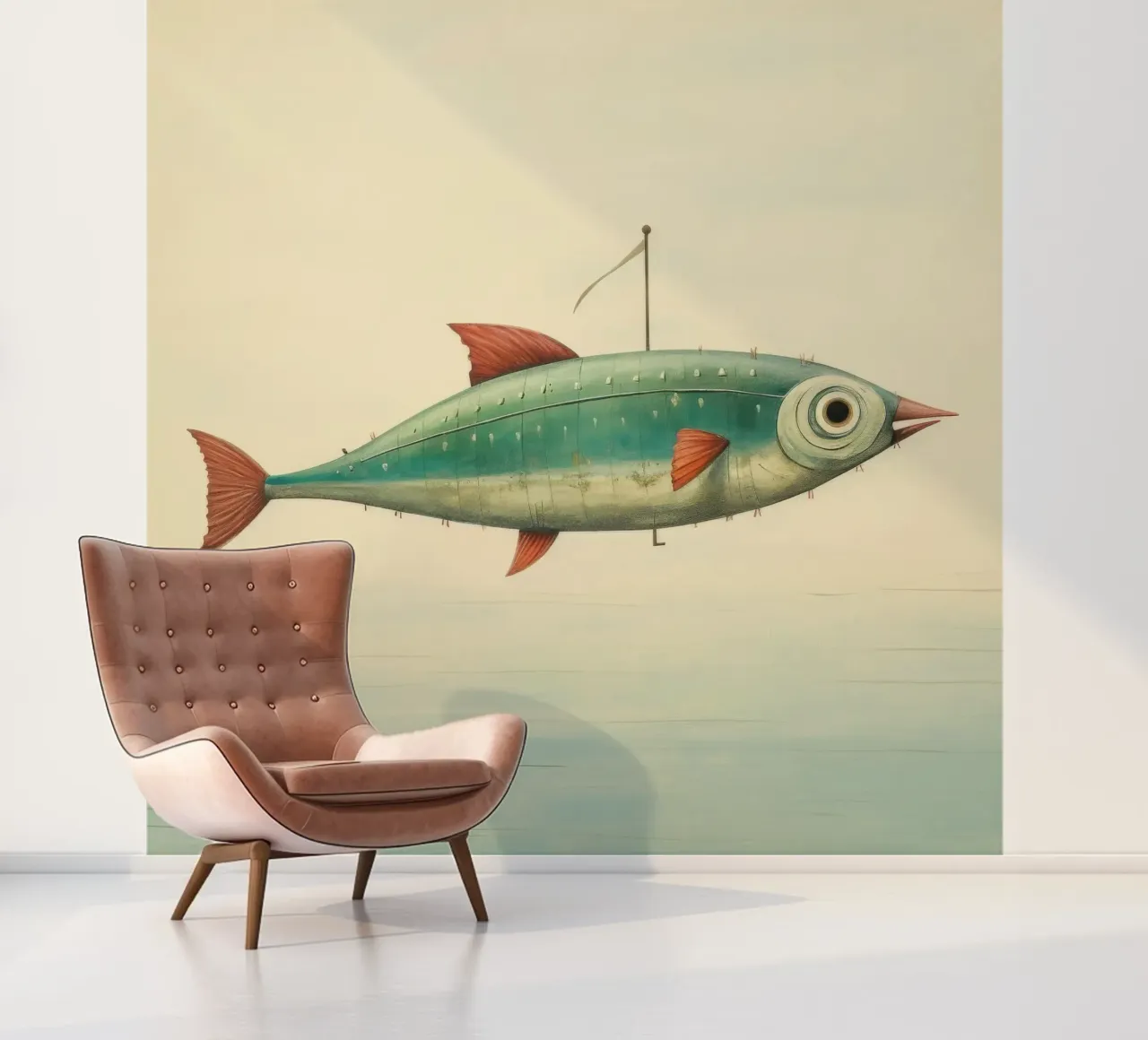 Minimaal makreel fotobehang van Minimal Animal Art