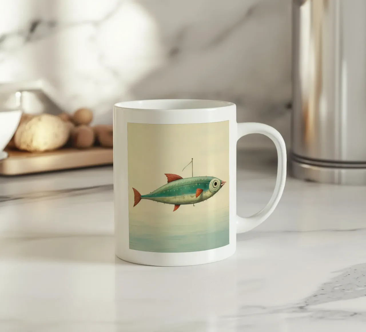 Sgombro minimo 4 tazza in ceramica da Minimal Animal Art