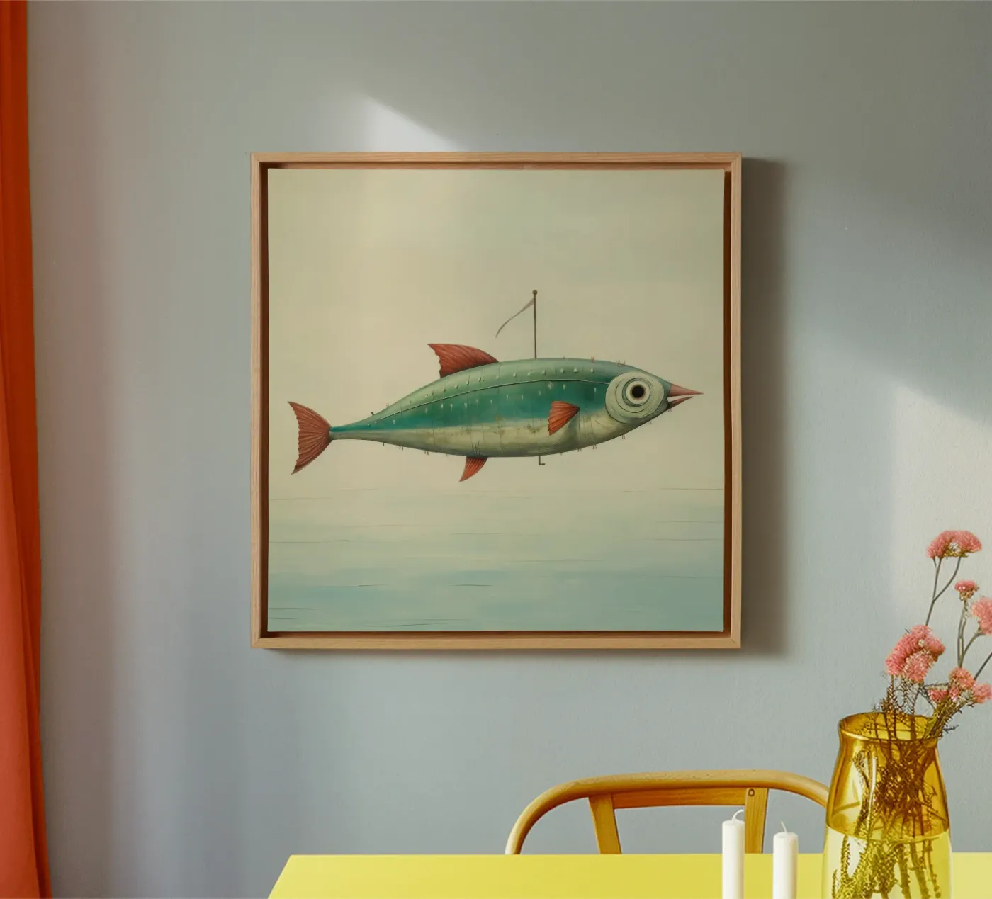 Minimaal makreel canvas van Minimal Animal Art