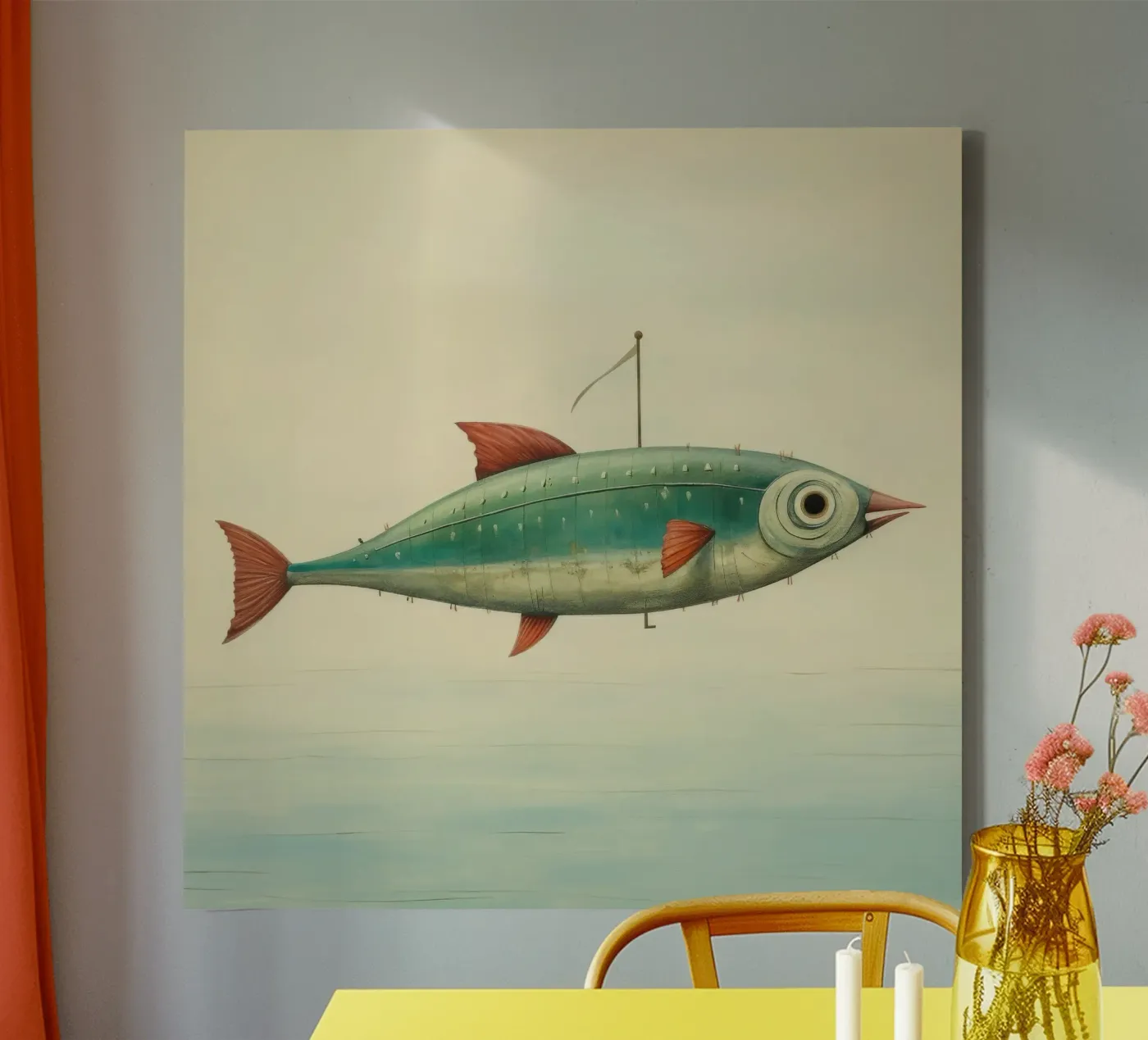 Minimaal makreel canvas van Minimal Animal Art