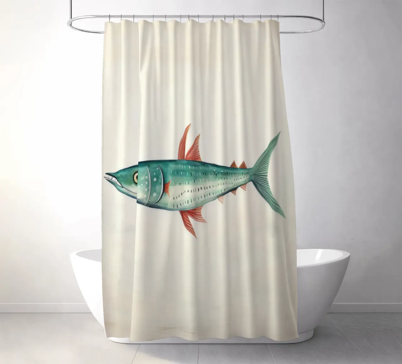 Mínimo Caballa 1 cortina de baño de Minimal Animal Art