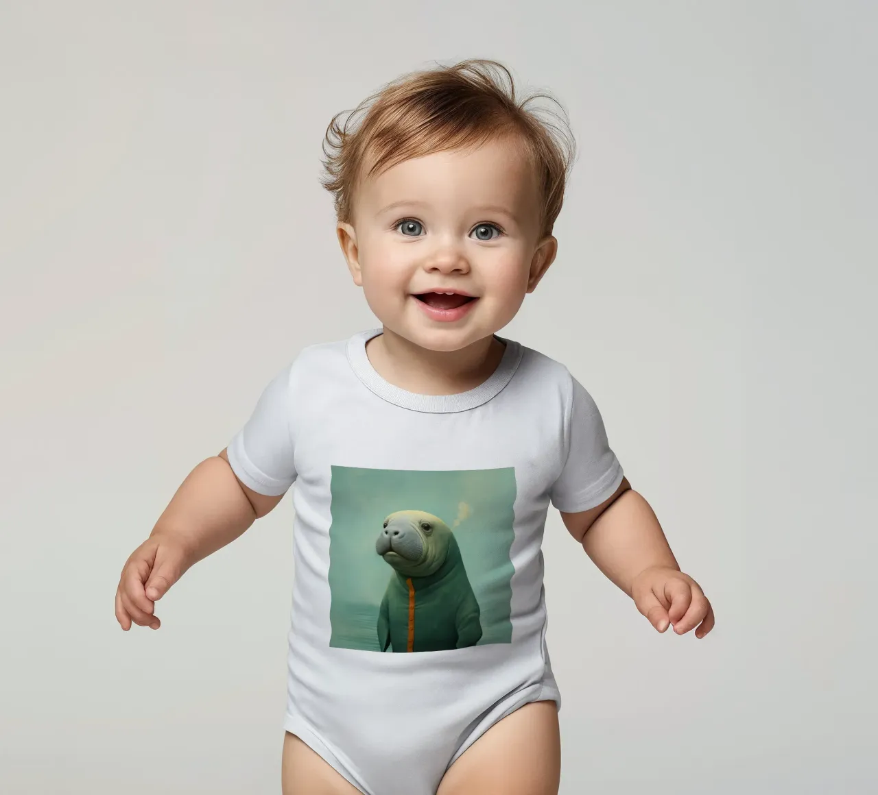 Manatee minimale 2 body neonato maniche corte da Minimal Animal Art