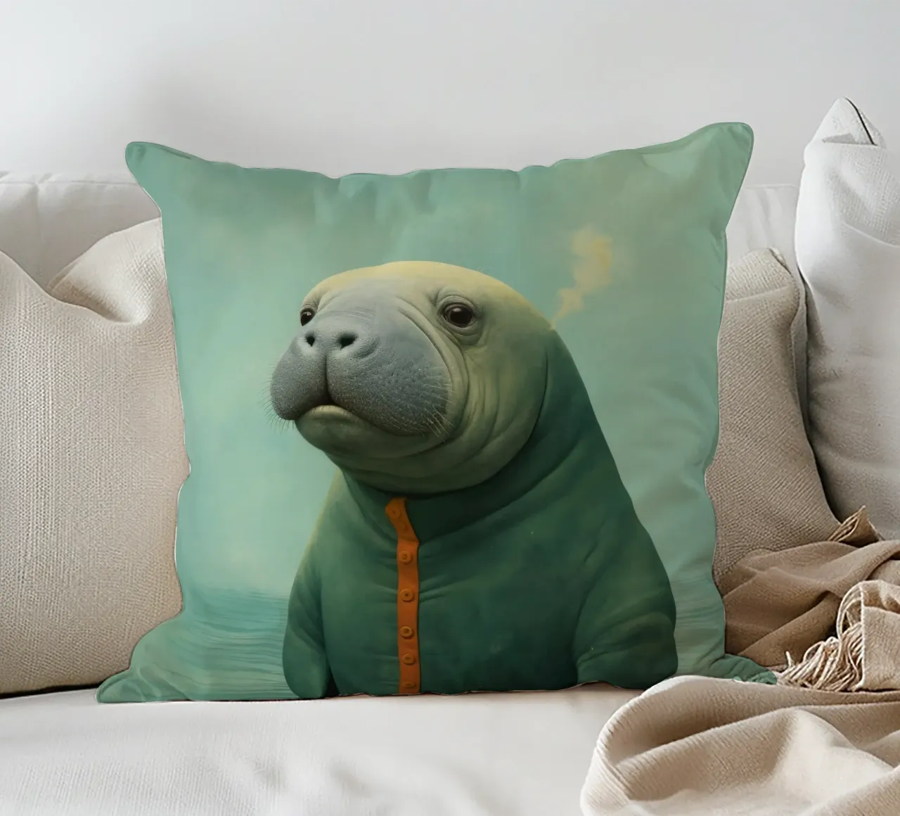 Manatee minimale 2 cuscino da Minimal Animal Art