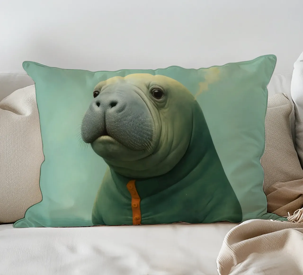 Manatee minimale 2 cuscino da Minimal Animal Art