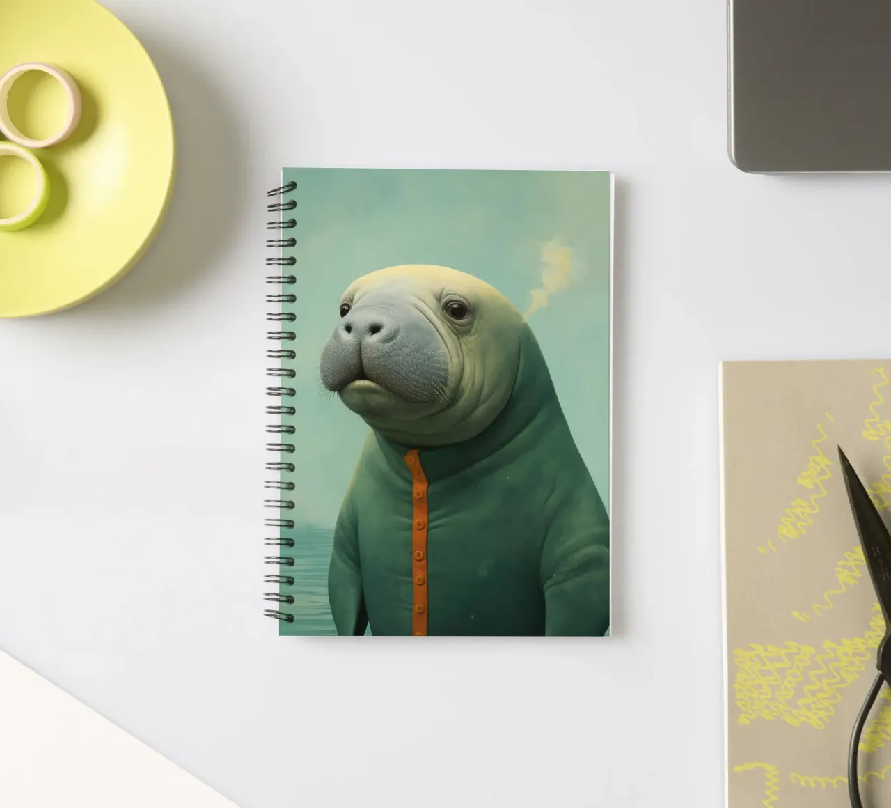 Minimal Manatee 2 spiral notebook by Minimal Animal Art