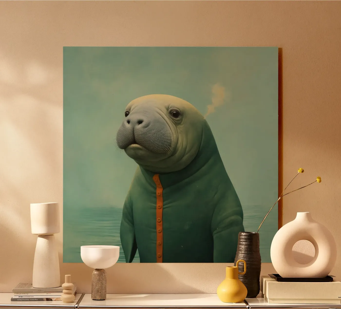 Minimal Manatee Acryl-Glas von Minimal Animal Art