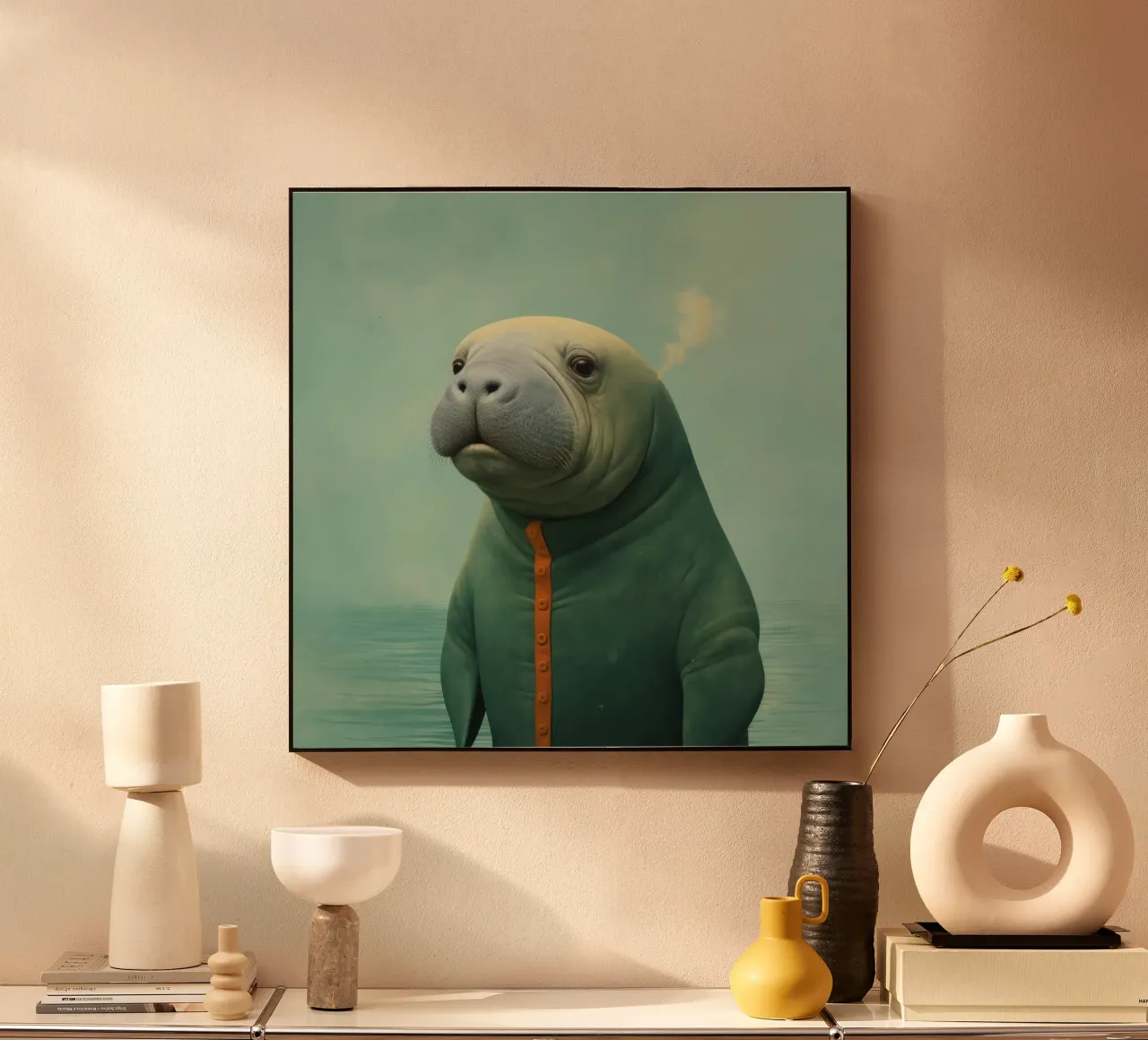 Manatee minimale 2 alluminio dibond da Minimal Animal Art