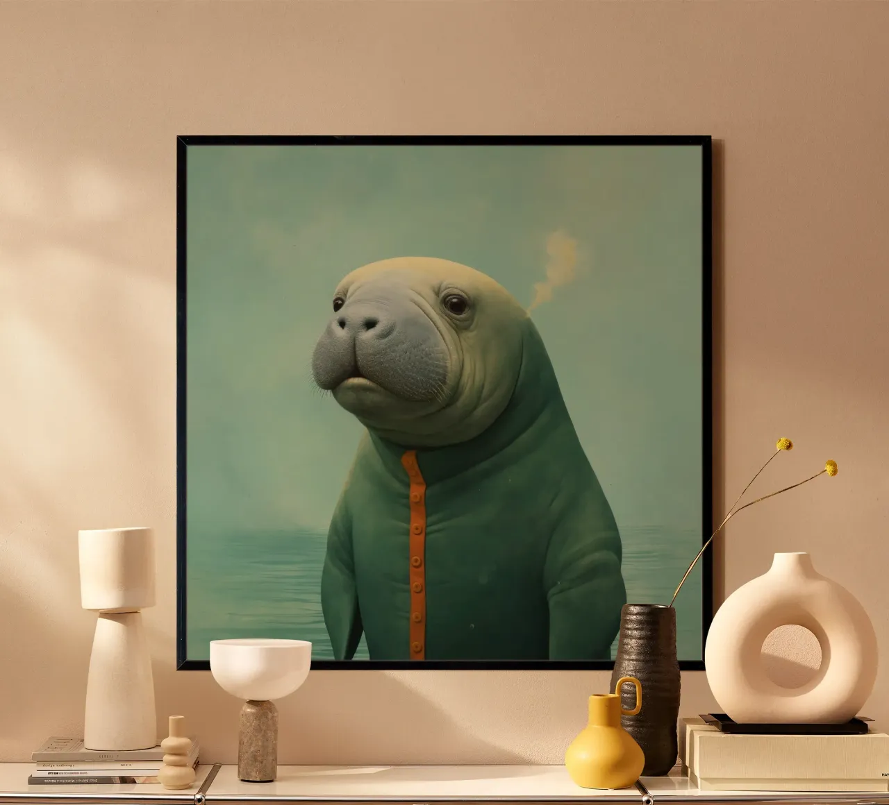 Manatee minimale 2 carta hahnemühle da Minimal Animal Art