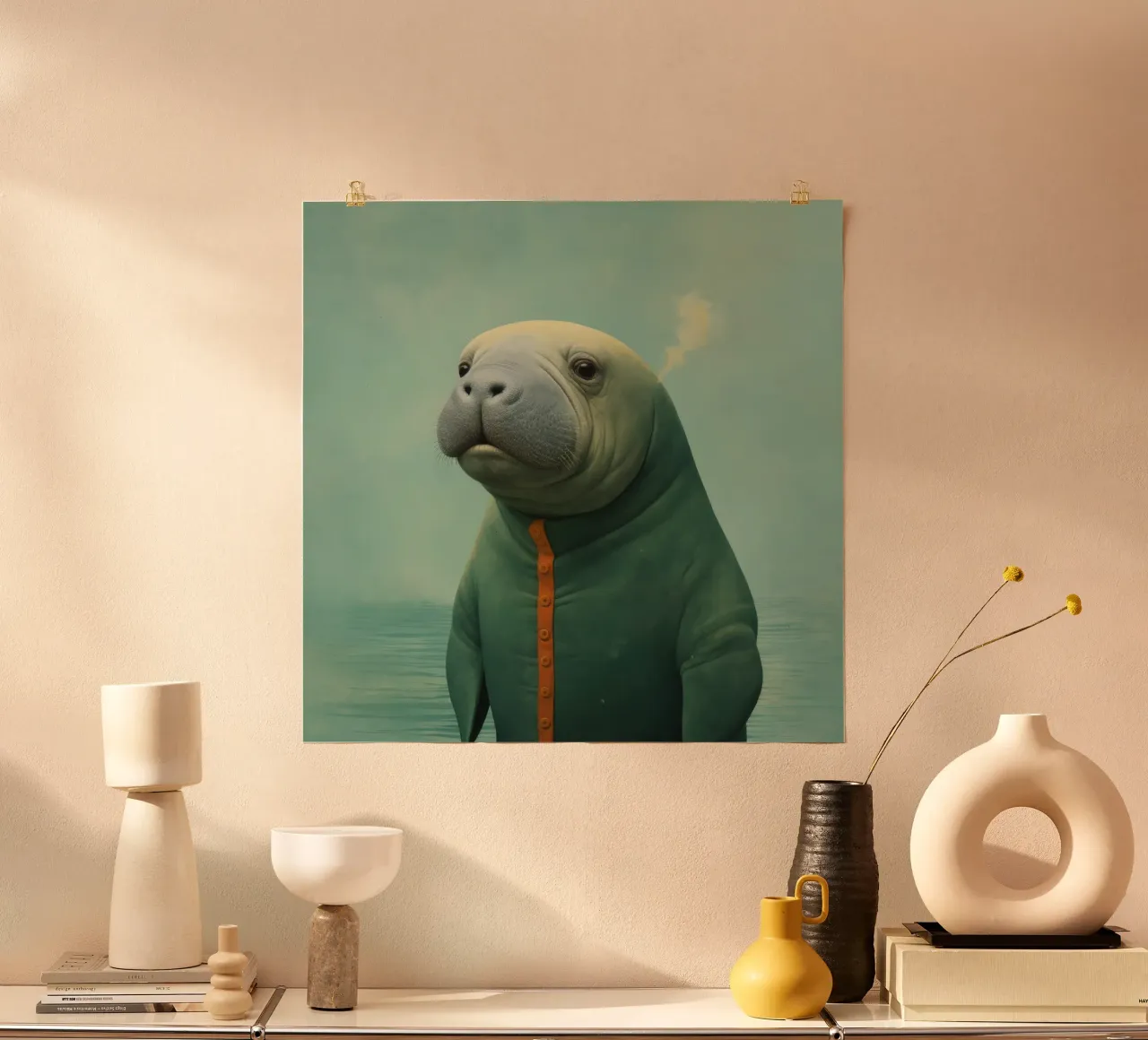 Manatee minimale 2 carta hahnemühle da Minimal Animal Art