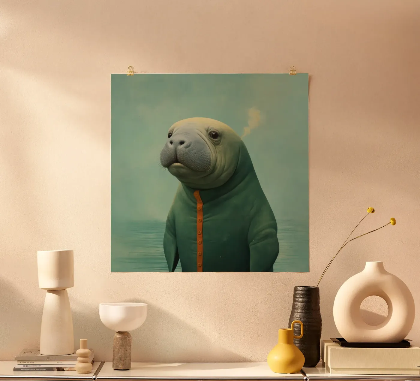 Minimal Manatee poster by Minimal Animal Art