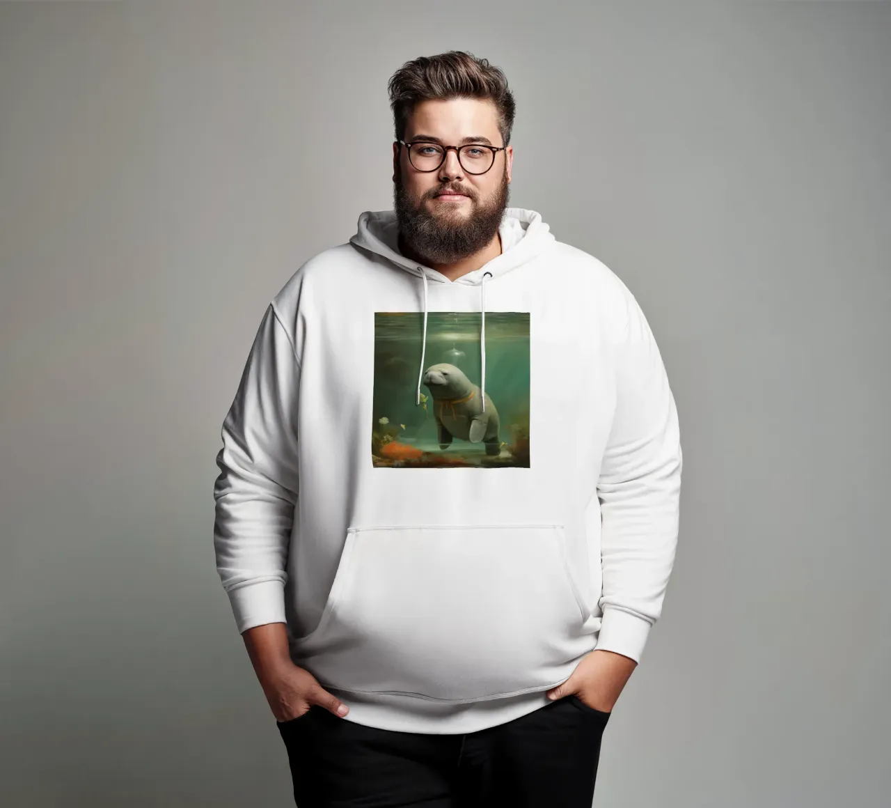 Manatee minimale 3 felpa con cappuccio da Minimal Animal Art