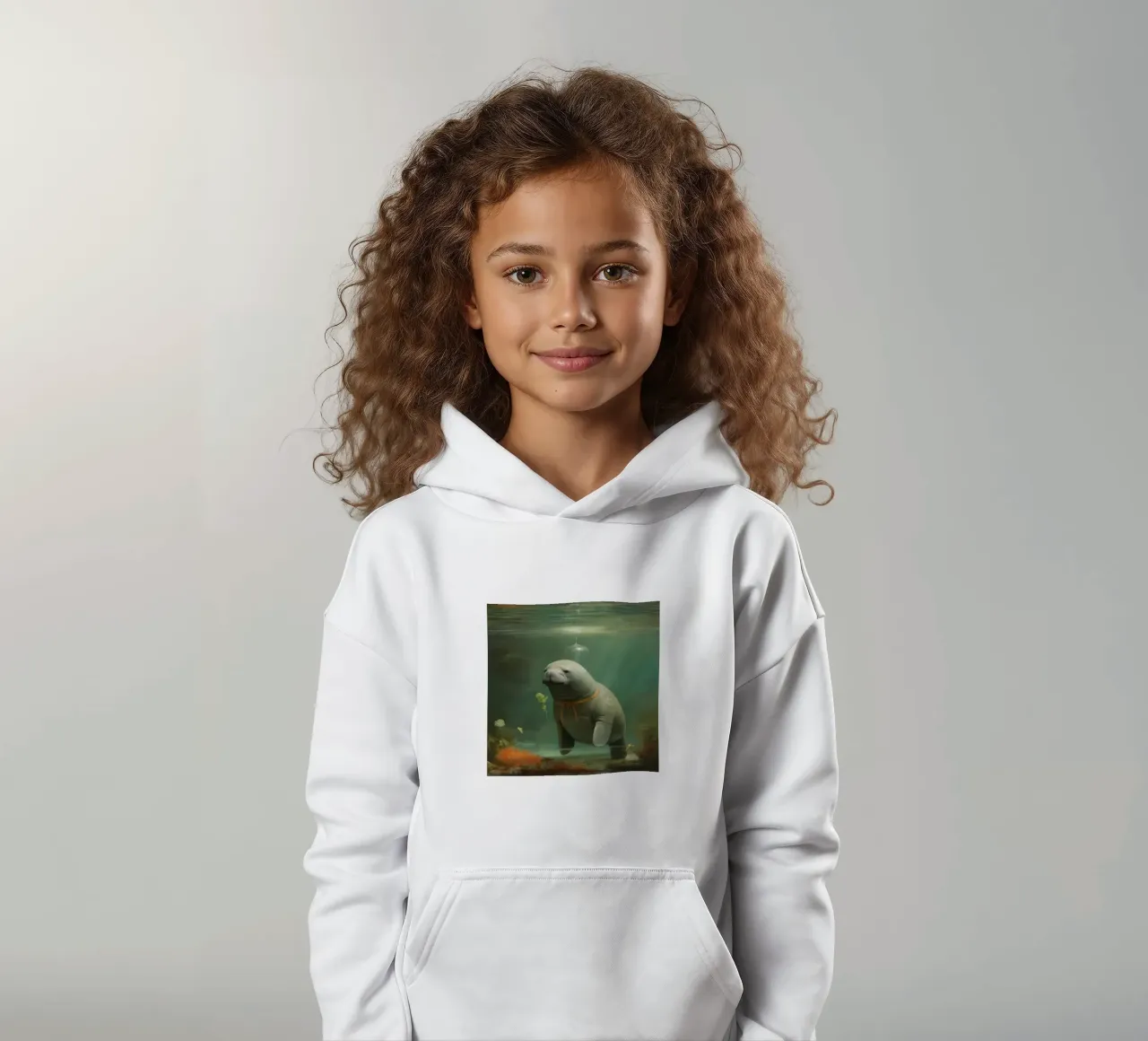 Manatee minimale 3 felpa bambino con cappuccio da Minimal Animal Art