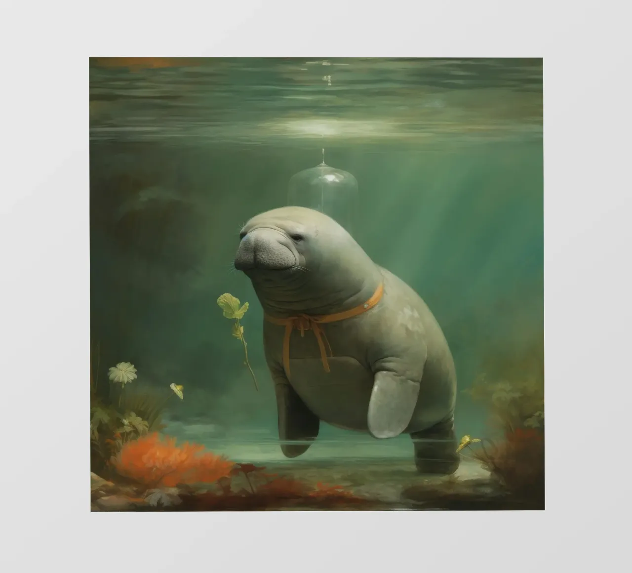Manatee minimale 3 pellicola backlit da Minimal Animal Art