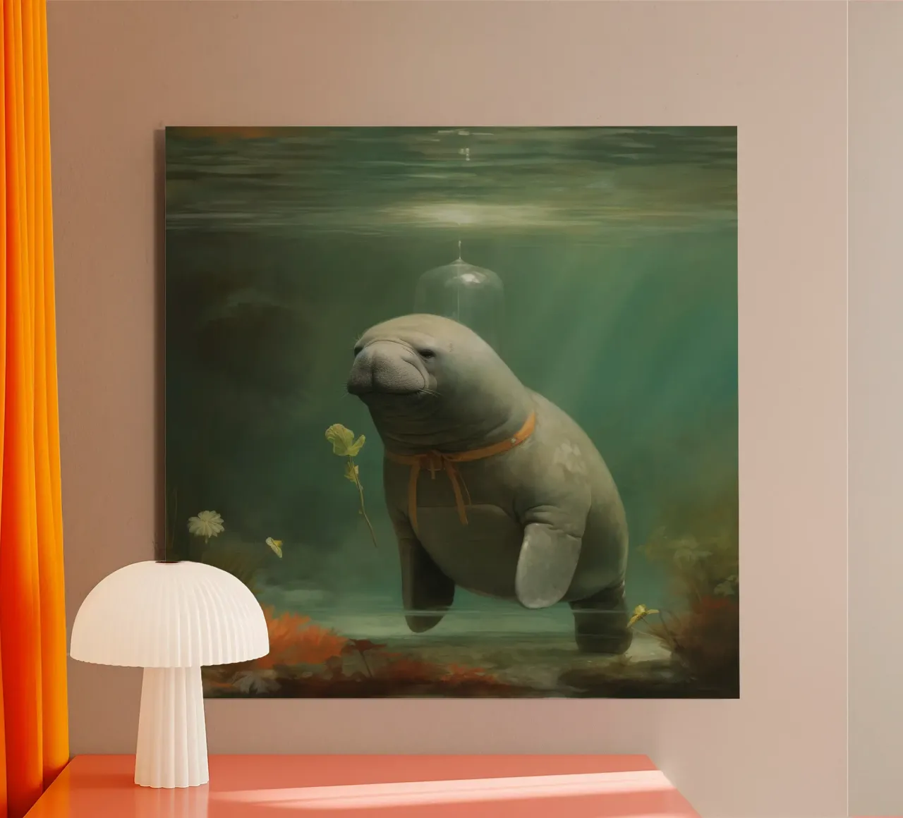 Manatee minimale 3 alluminio dibond da Minimal Animal Art