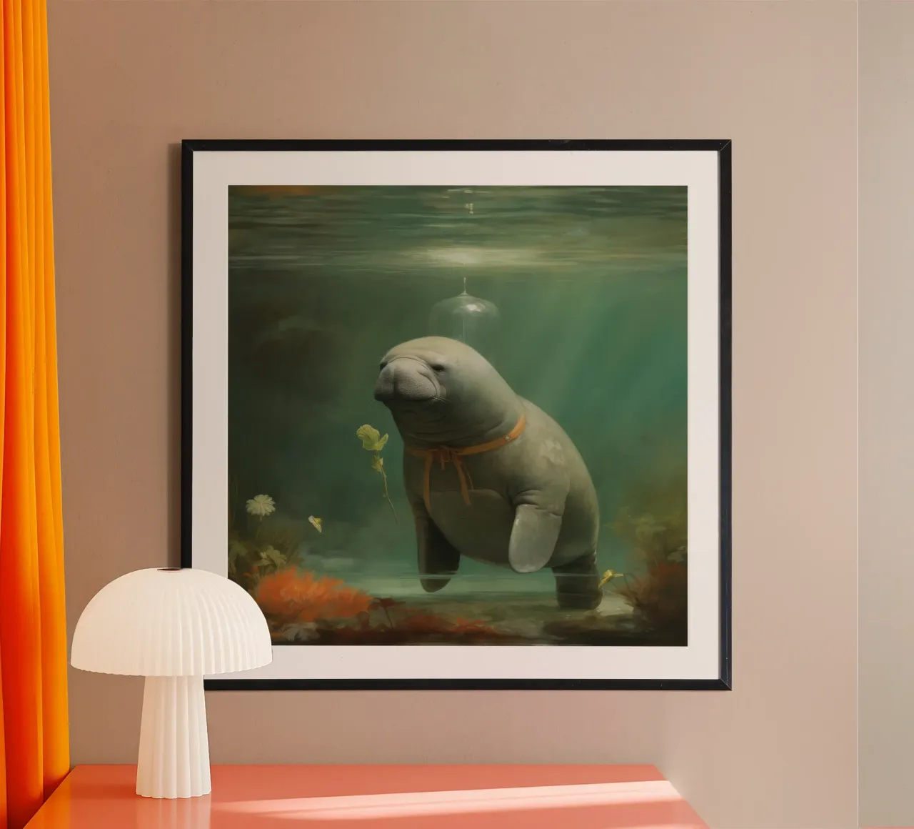 Minimo Manatee poster da Minimal Animal Art