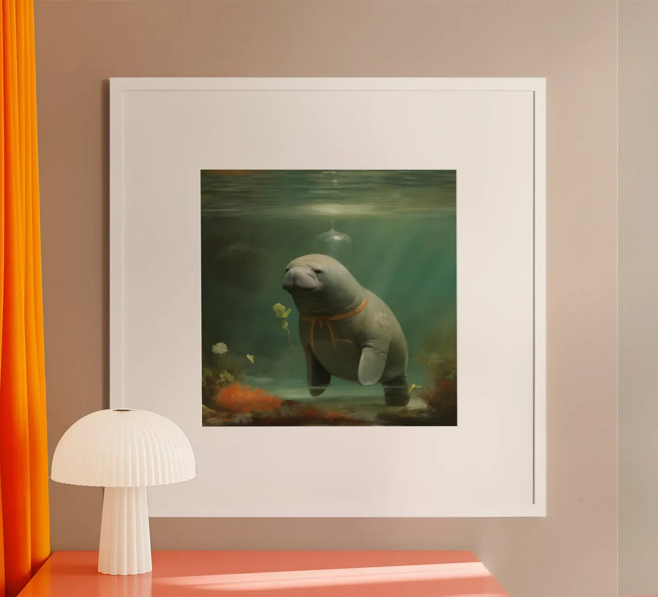 Minimo Manatee poster da Minimal Animal Art