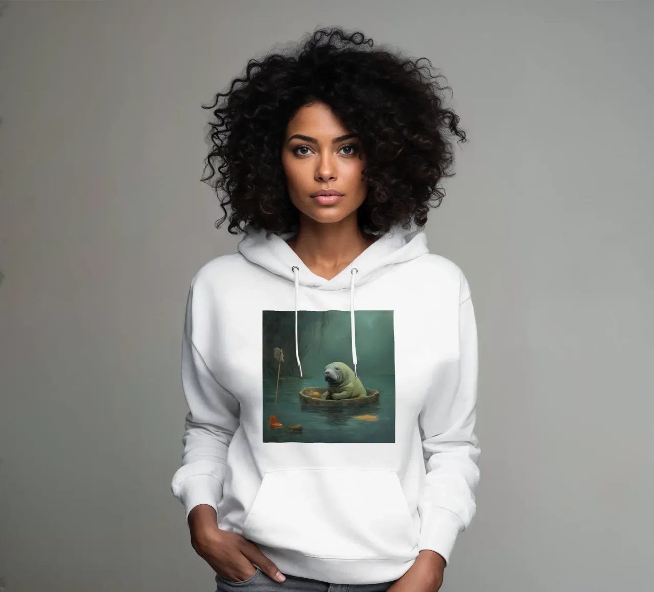 Manatee minimale 4 felpa con cappuccio da Minimal Animal Art