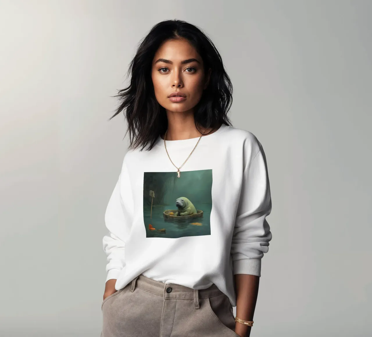 Minimale Seekuh 4 Sweatshirt von Minimal Animal Art
