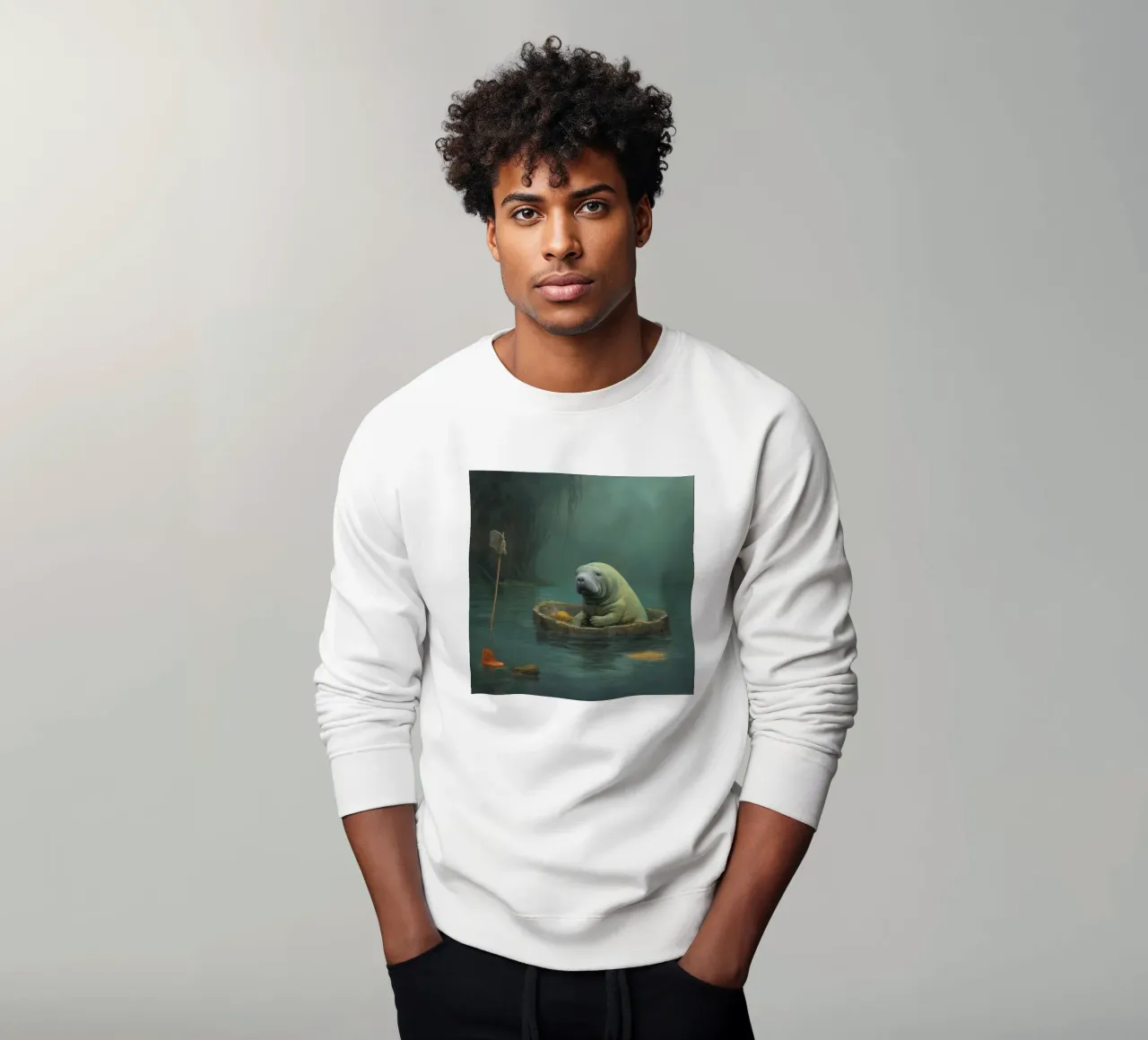 Minimale Seekuh 4 Sweatshirt von Minimal Animal Art
